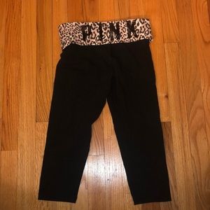 PINK cropped yoga leggings cheetah